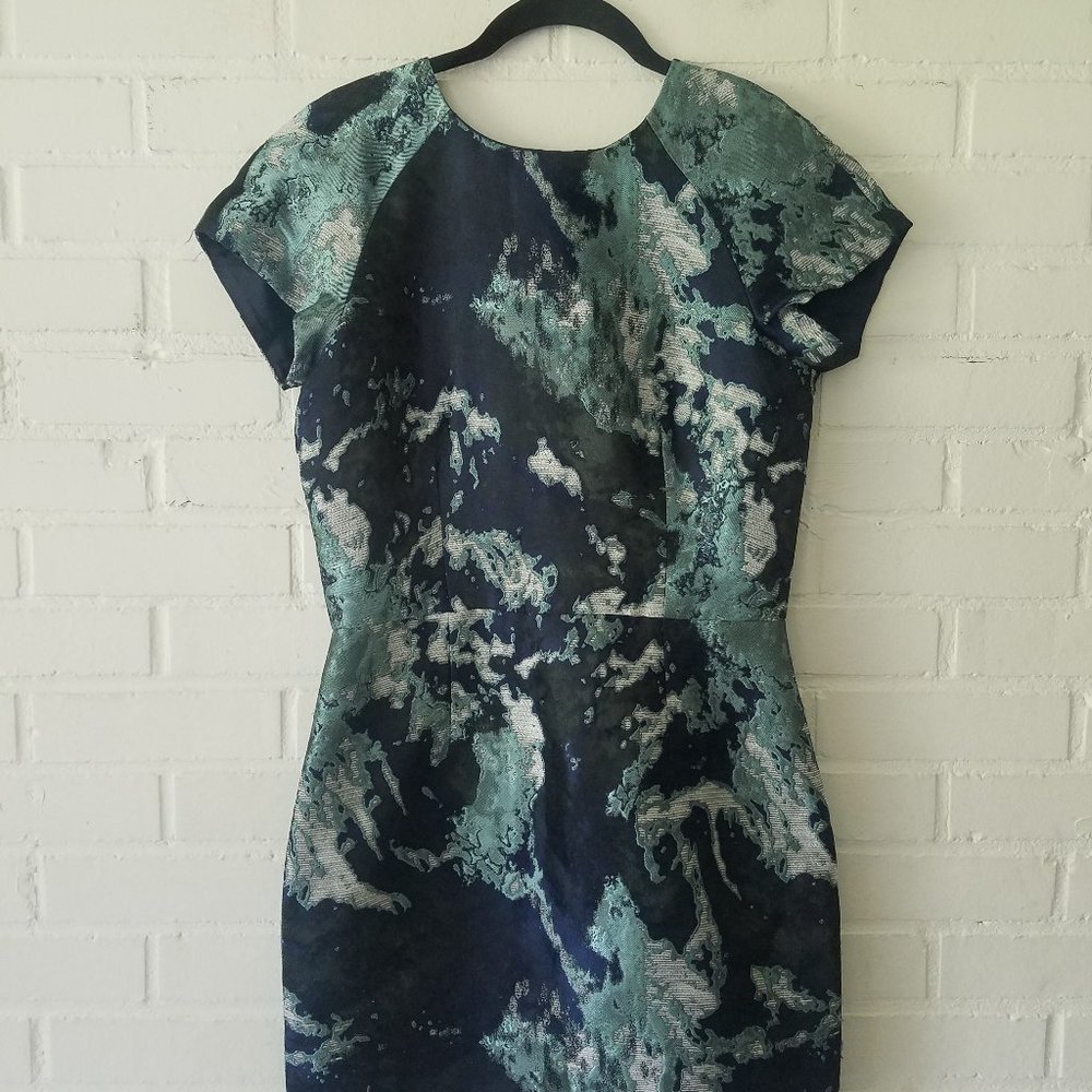 ZARA Seafoam Blue Waves Ocean Dress Rare small S